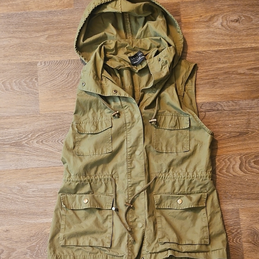 Love Tree Khaki Hooded Vest
